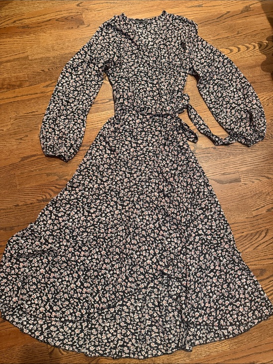 Prettygarden Dresses & Skirts - Pretty garden Women's Black Floral Wrap Maxi Dress with Pink Accent Sz L